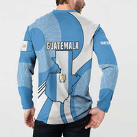 Guatemala Flag Map Button Sweatshirt with Blue White Swirl and Geometric Pattern Design - Wonder Print Shop