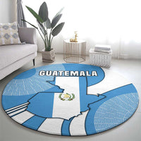 Guatemala Flag Map Round Carpet with Blue White Swirl and Geometric Pattern Design - Wonder Print Shop