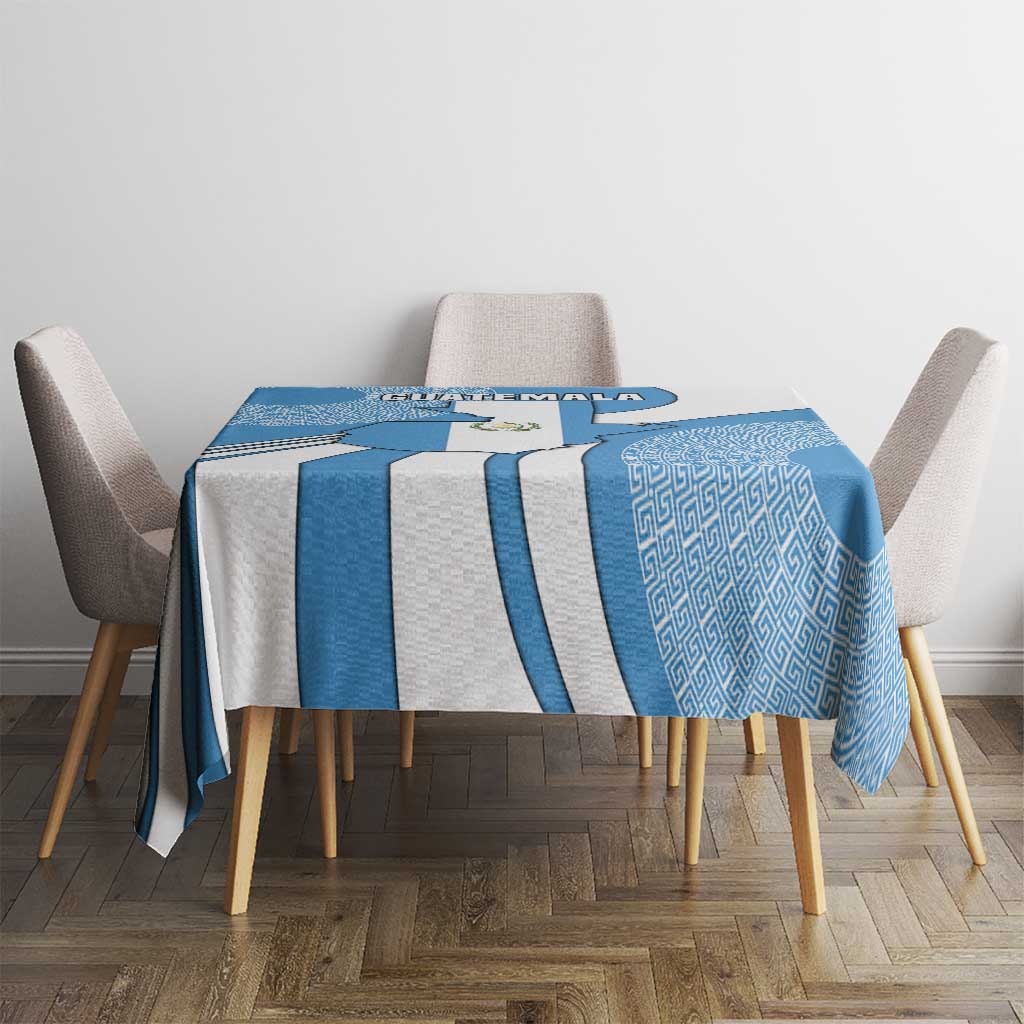 Guatemala Flag Map Tablecloth with Blue White Swirl and Geometric Pattern Design - Wonder Print Shop