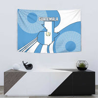Guatemala Flag Map Tapestry with Blue White Swirl and Geometric Pattern Design - Wonder Print Shop
