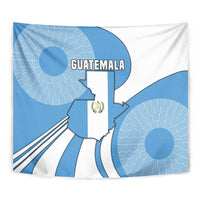 Guatemala Flag Map Tapestry with Blue White Swirl and Geometric Pattern Design - Wonder Print Shop