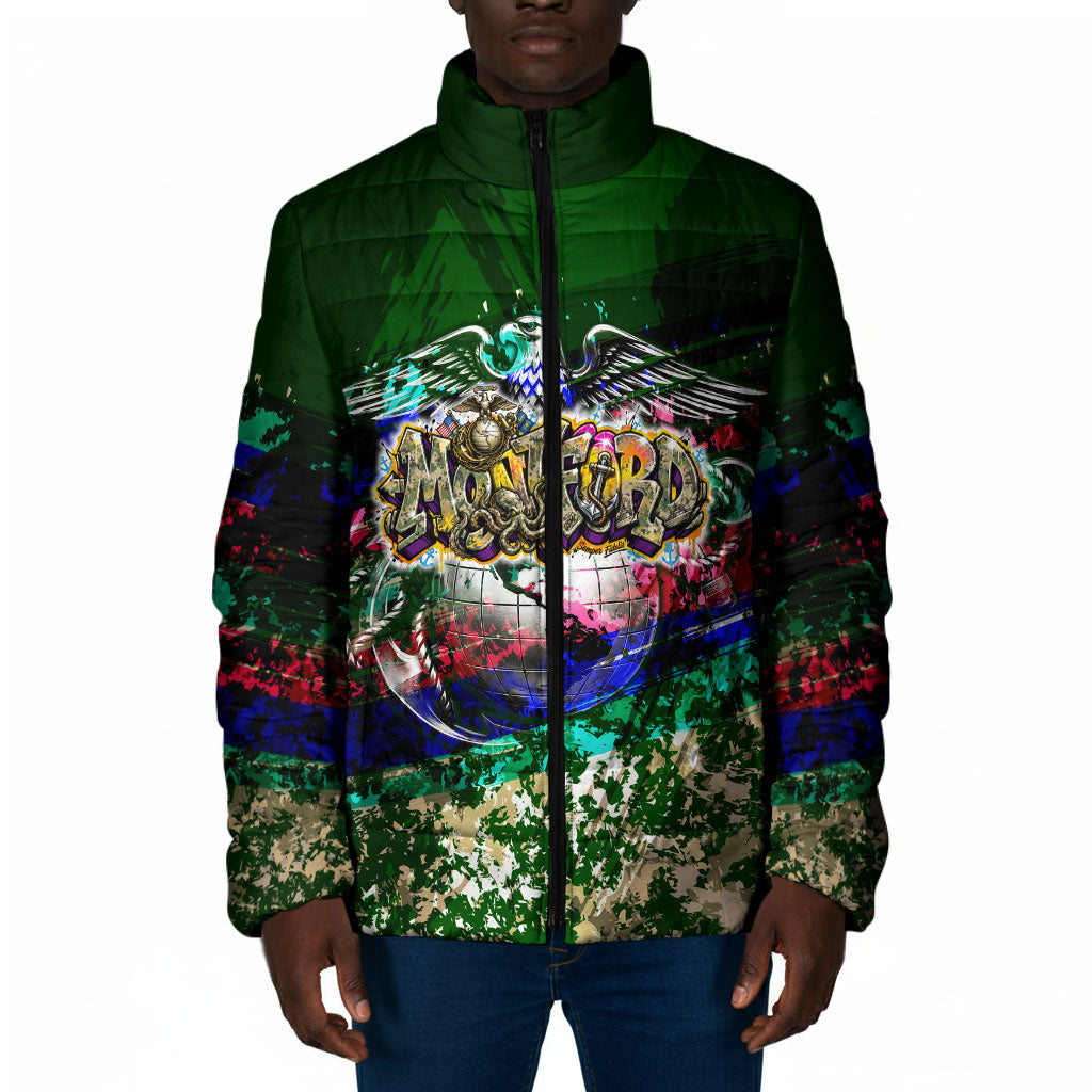 Montford Point Marines 1942 The First 20000 Padded Jacket Vintage Vinyl Record Camouflage Graffiti Art