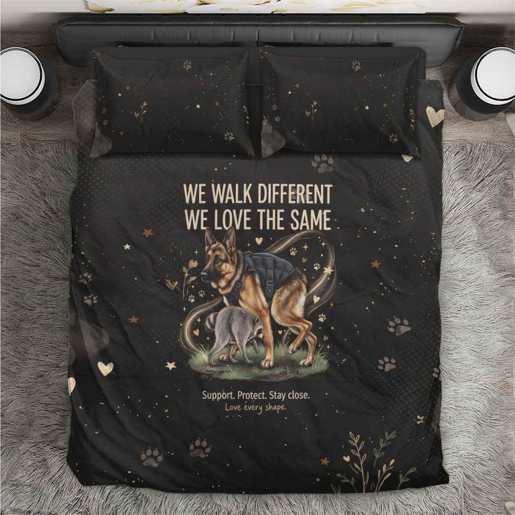 Jimothy And Quasimodo Bedding Set Vintage German Shepherd And Raccoon - Born Rare Loved Deeply