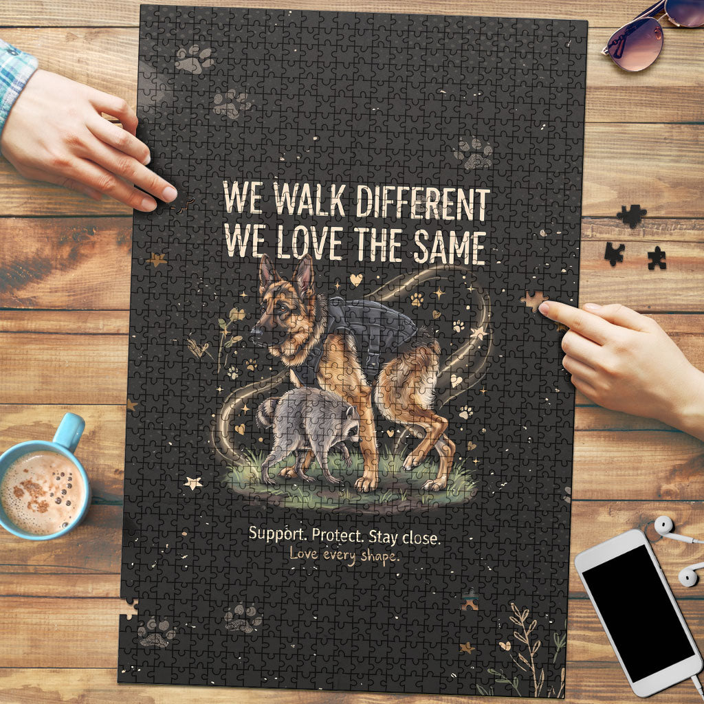 Jimothy And Quasimodo Puzzle Vintage German Shepherd And Raccoon - Born Rare Loved Deeply