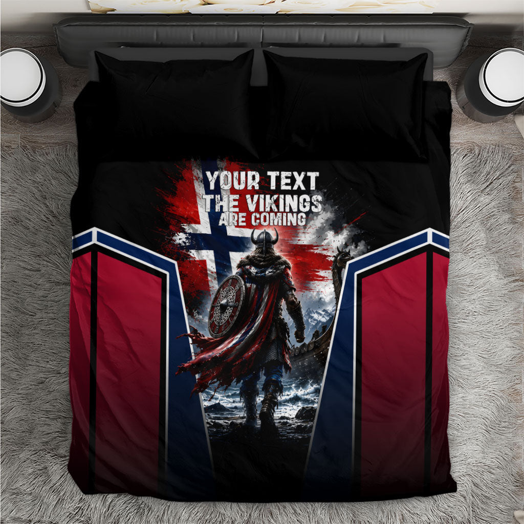 Personalized Norway Viking Warrior Bedding Set Vintage Norse Mythology Flag Art