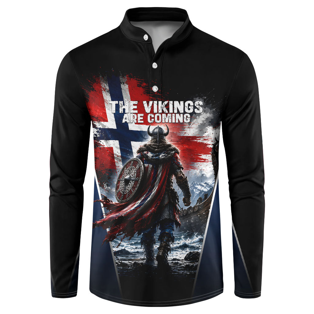 Personalized Norway Viking Warrior Button Sweatshirt Vintage Norse Mythology Flag Art