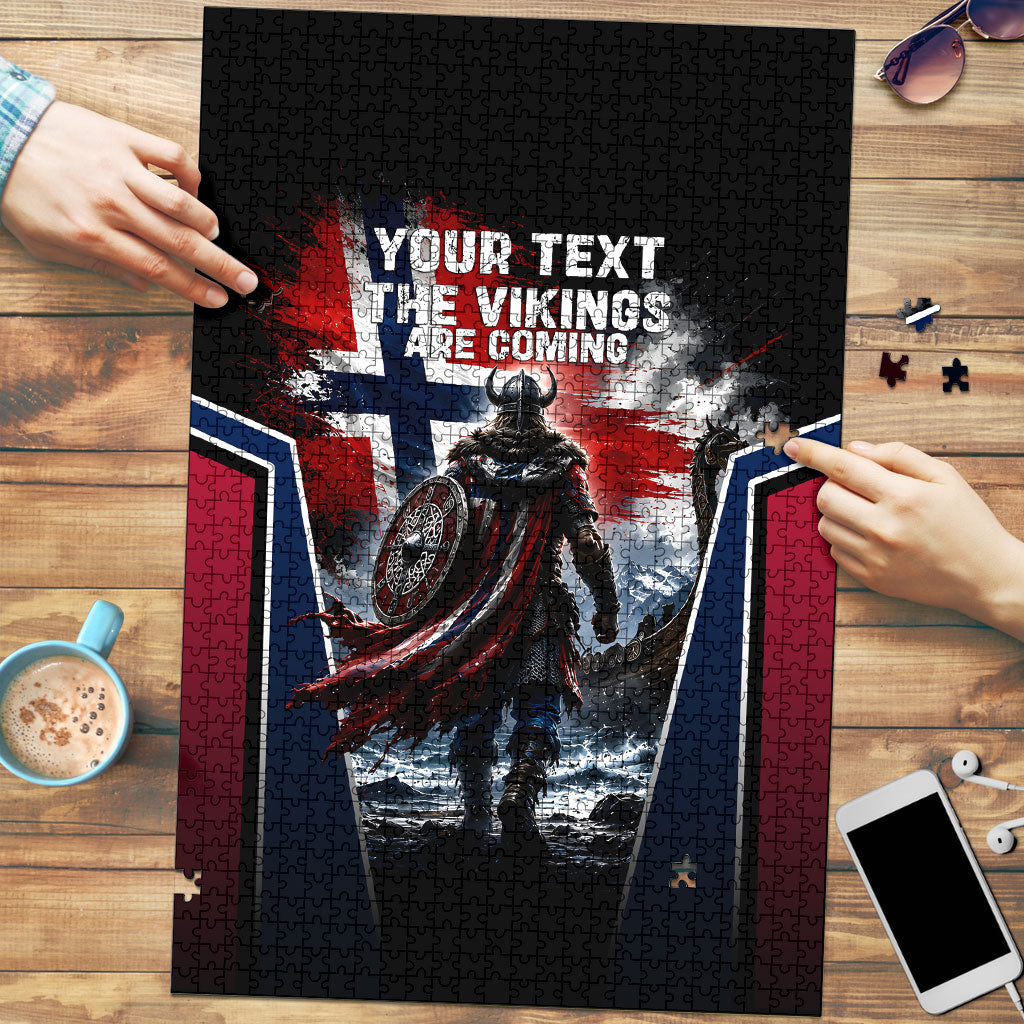 Personalized Norway Viking Warrior Puzzle Vintage Norse Mythology Flag Art