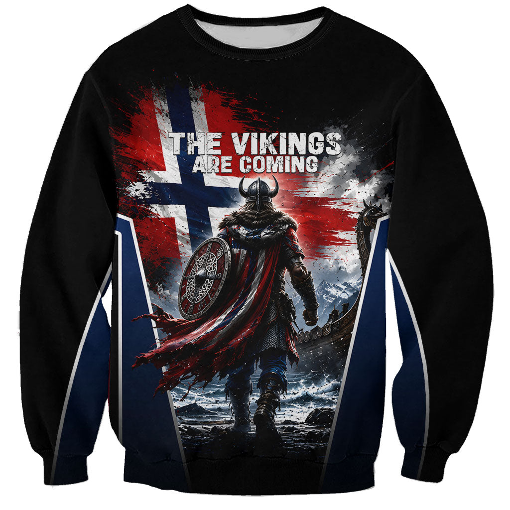 Personalized Norway Viking Warrior Sweatshirt Vintage Norse Mythology Flag Art