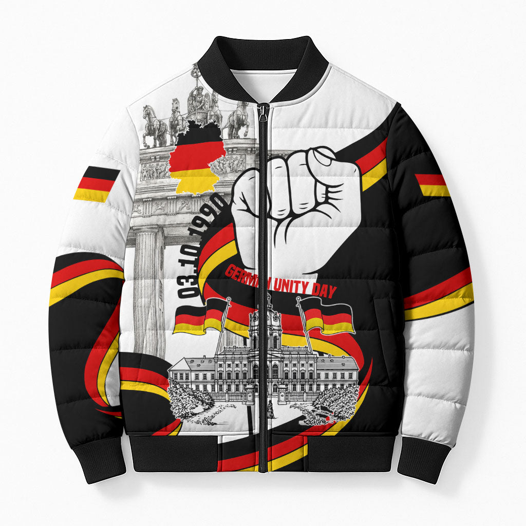 German Unity Day Bomber Puffer Jacket Patriotic Flag Brandenburg Gate