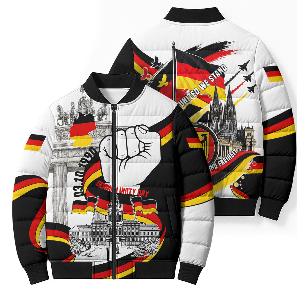 German Unity Day Bomber Puffer Jacket Patriotic Flag Brandenburg Gate