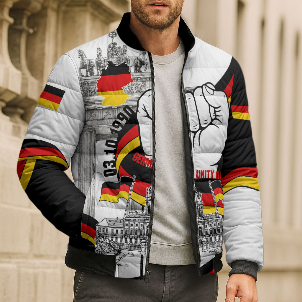 German Unity Day Bomber Puffer Jacket Patriotic Flag Brandenburg Gate