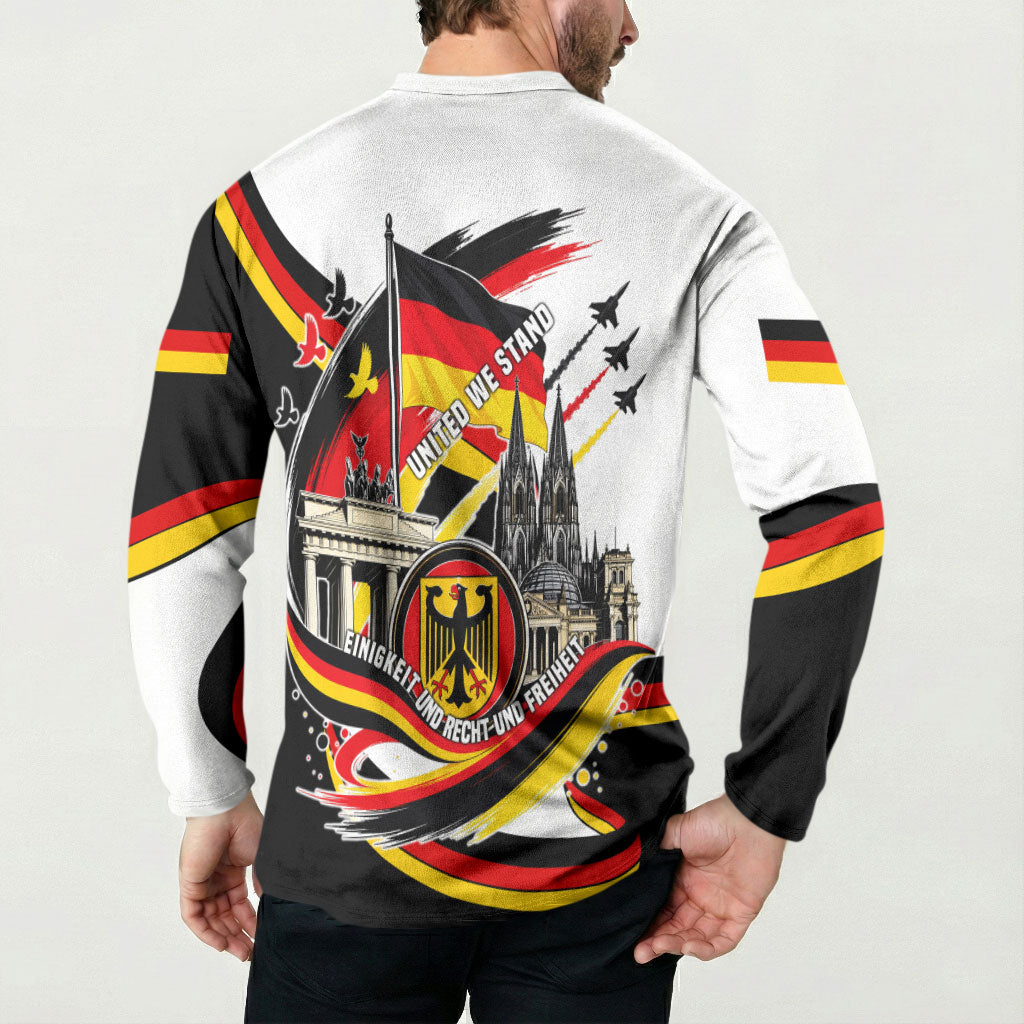 German Unity Day Button Sweatshirt Patriotic Flag Brandenburg Gate