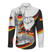 German Unity Day Long Sleeve Button Shirt Patriotic Flag Brandenburg Gate