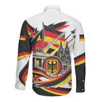 German Unity Day Long Sleeve Button Shirt Patriotic Flag Brandenburg Gate