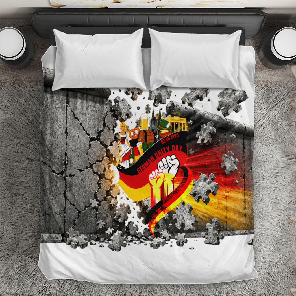 German Unity Day Bedding Set Cracked Wall Flag Graphic Unity Fist