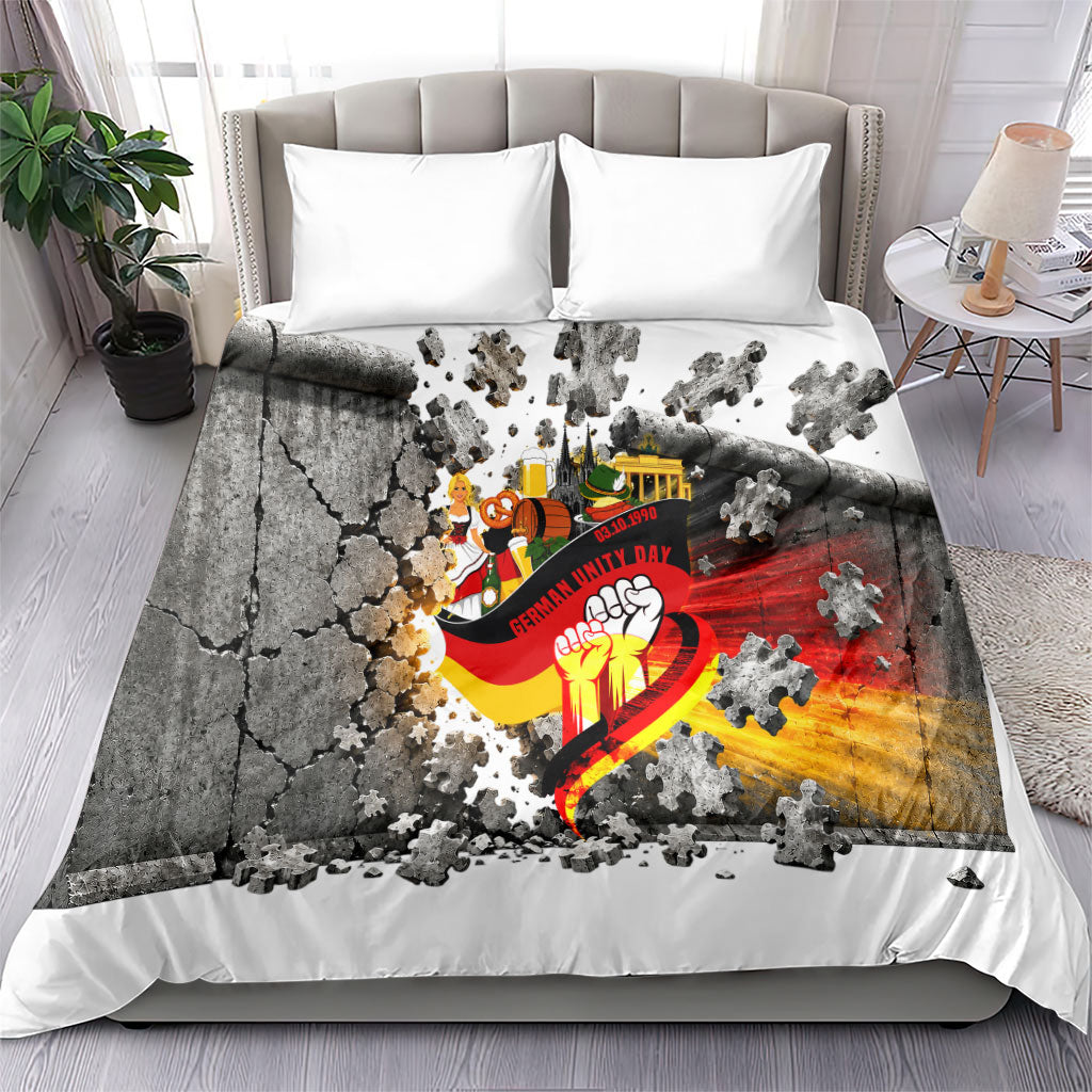 German Unity Day Bedding Set Cracked Wall Flag Graphic Unity Fist