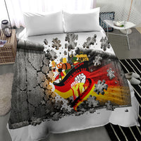 German Unity Day Bedding Set Cracked Wall Flag Graphic Unity Fist
