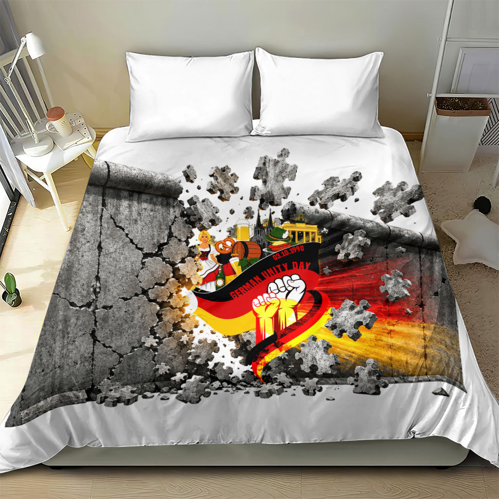 German Unity Day Bedding Set Cracked Wall Flag Graphic Unity Fist