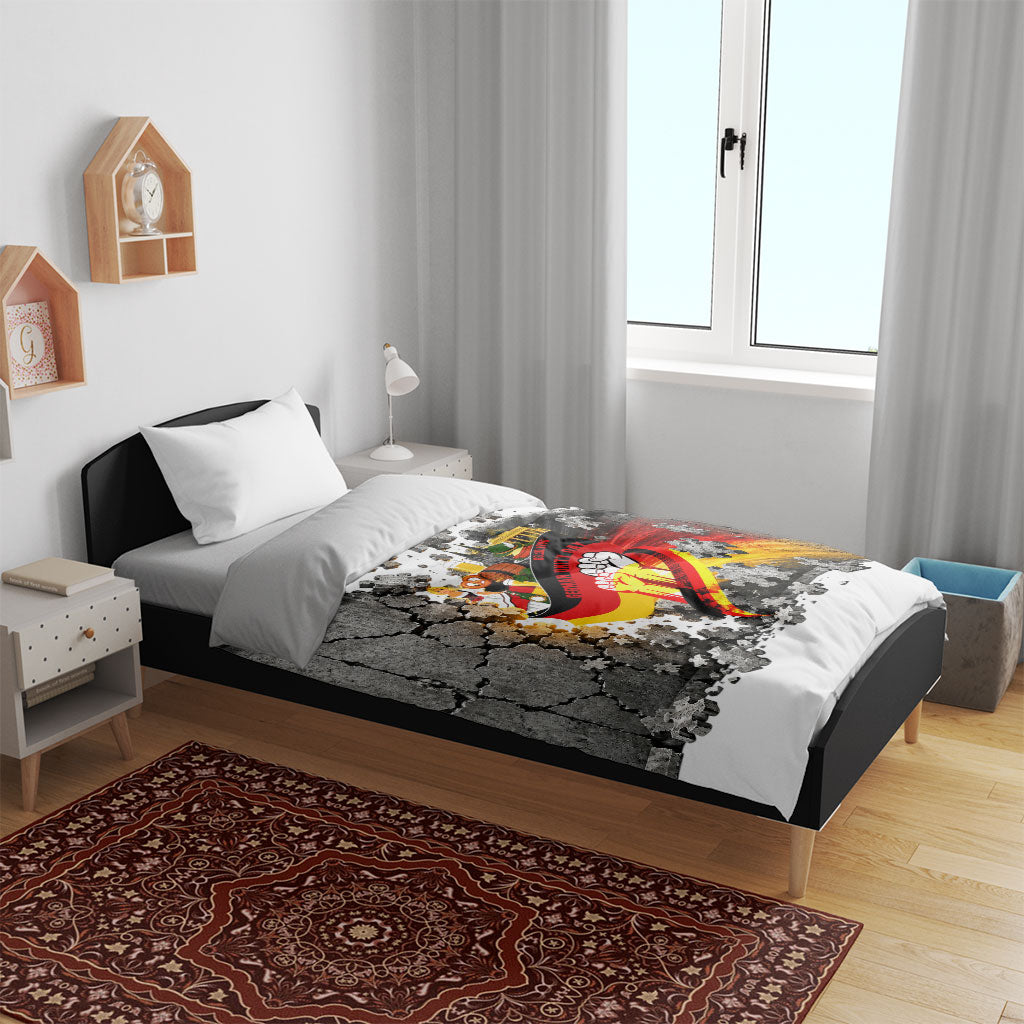 German Unity Day Bedding Set Cracked Wall Flag Graphic Unity Fist