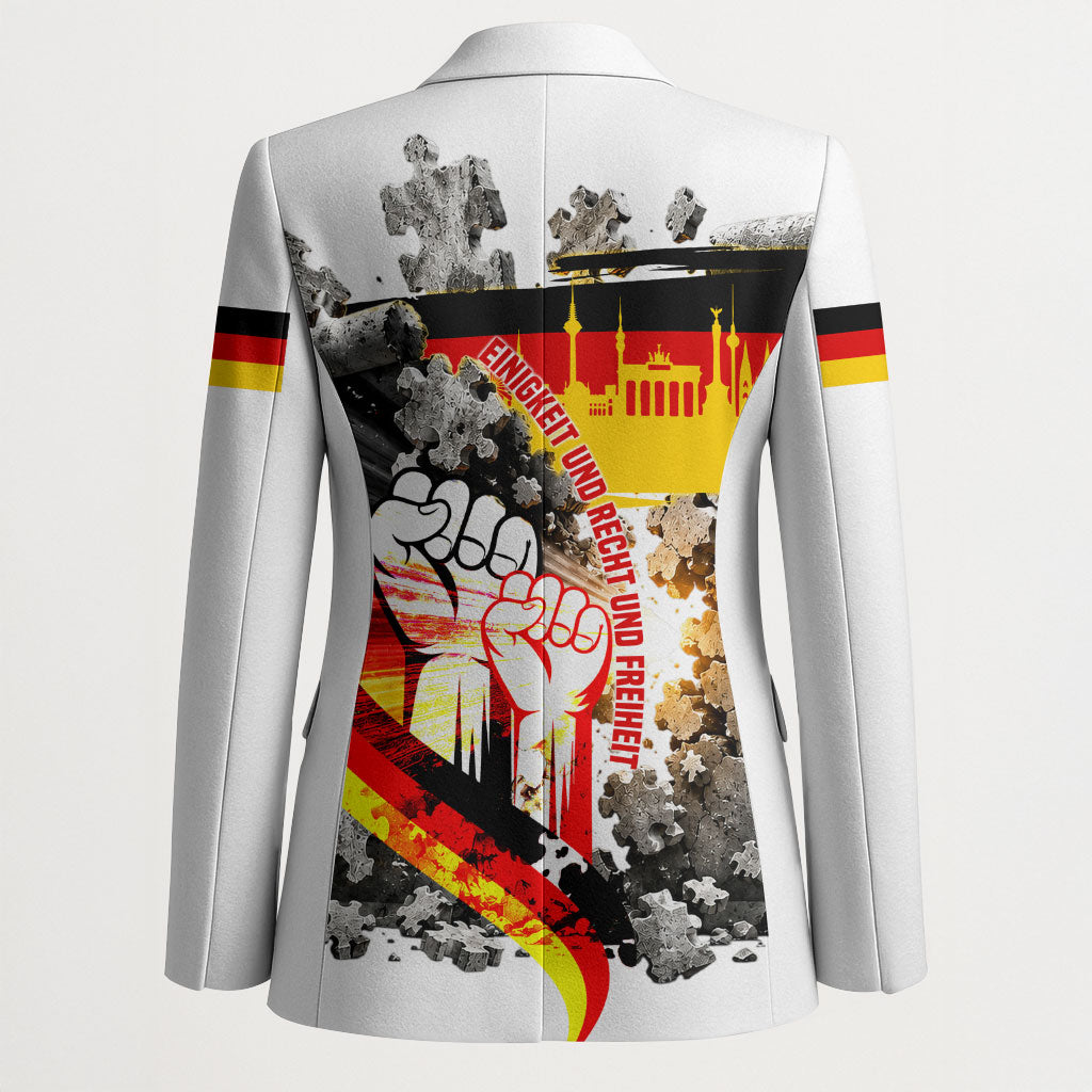 German Unity Day Blazer Cracked Wall Flag Graphic Unity Fist