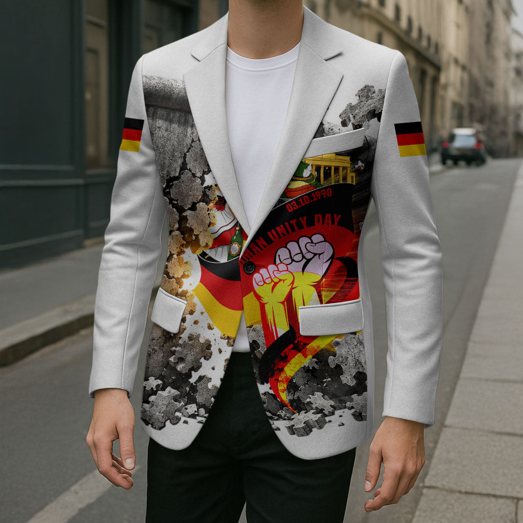German Unity Day Blazer Cracked Wall Flag Graphic Unity Fist