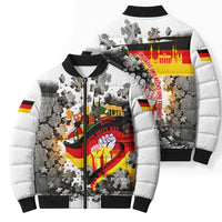 German Unity Day Bomber Puffer Jacket Cracked Wall Flag Graphic Unity Fist