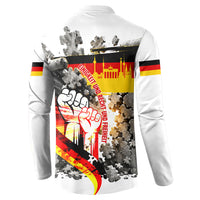 German Unity Day Button Sweatshirt Cracked Wall Flag Graphic Unity Fist