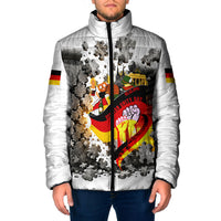German Unity Day Padded Jacket Cracked Wall Flag Graphic Unity Fist