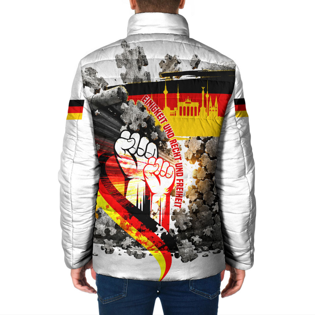 German Unity Day Padded Jacket Cracked Wall Flag Graphic Unity Fist