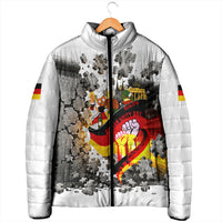 German Unity Day Padded Jacket Cracked Wall Flag Graphic Unity Fist