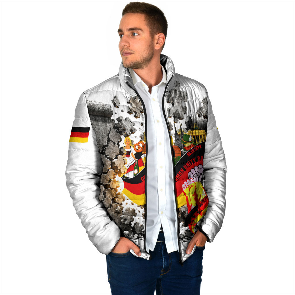 German Unity Day Padded Jacket Cracked Wall Flag Graphic Unity Fist