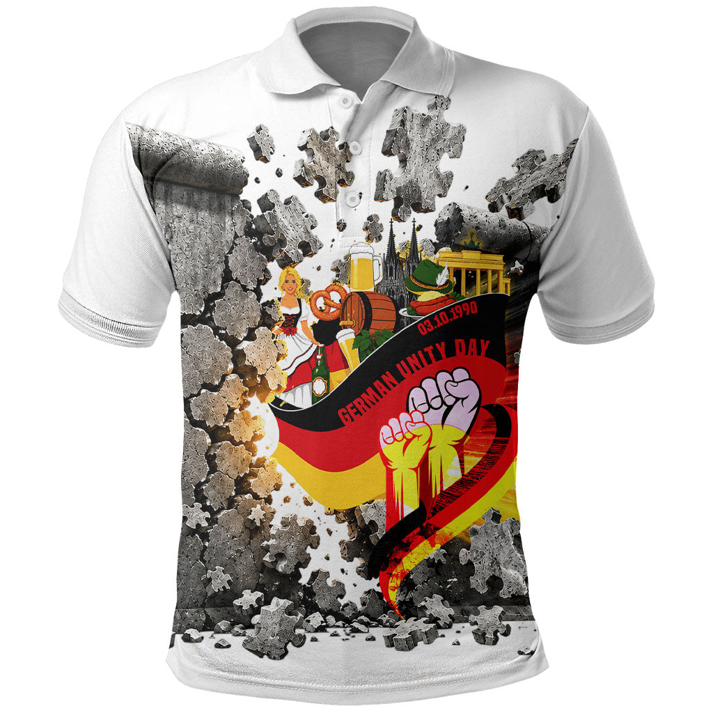 German Unity Day Polo Shirt Cracked Wall Flag Graphic Unity Fist