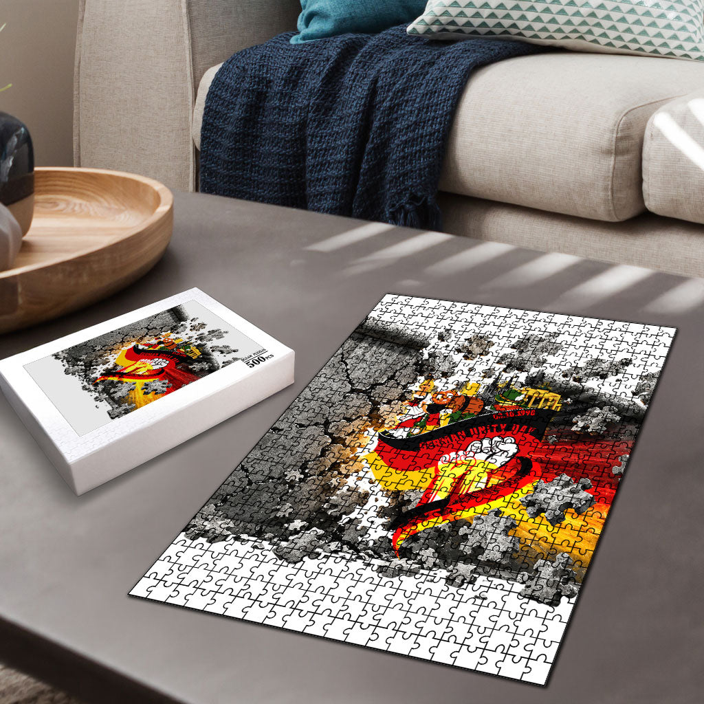 German Unity Day Puzzle Cracked Wall Flag Graphic Unity Fist