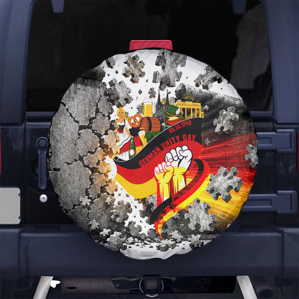 German Unity Day Spare Tire Cover Cracked Wall Flag Graphic Unity Fist
