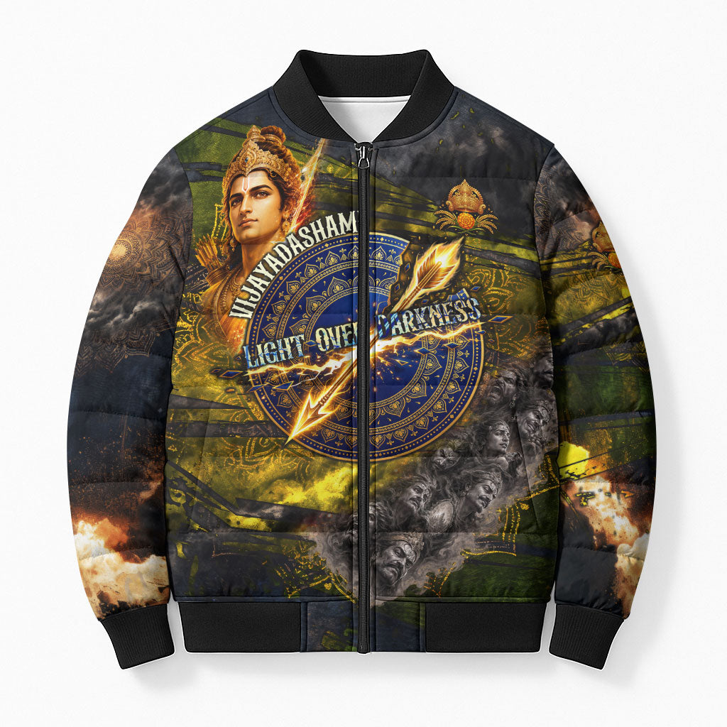Dussehra Vijayadashami Lord Rama Bomber Puffer Jacket Indian Hindu Festival Good Over Evil