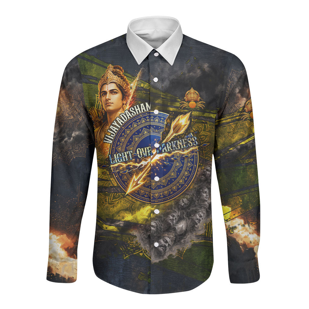 Dussehra Vijayadashami Lord Rama Long Sleeve Button Shirt Indian Hindu Festival Good Over Evil