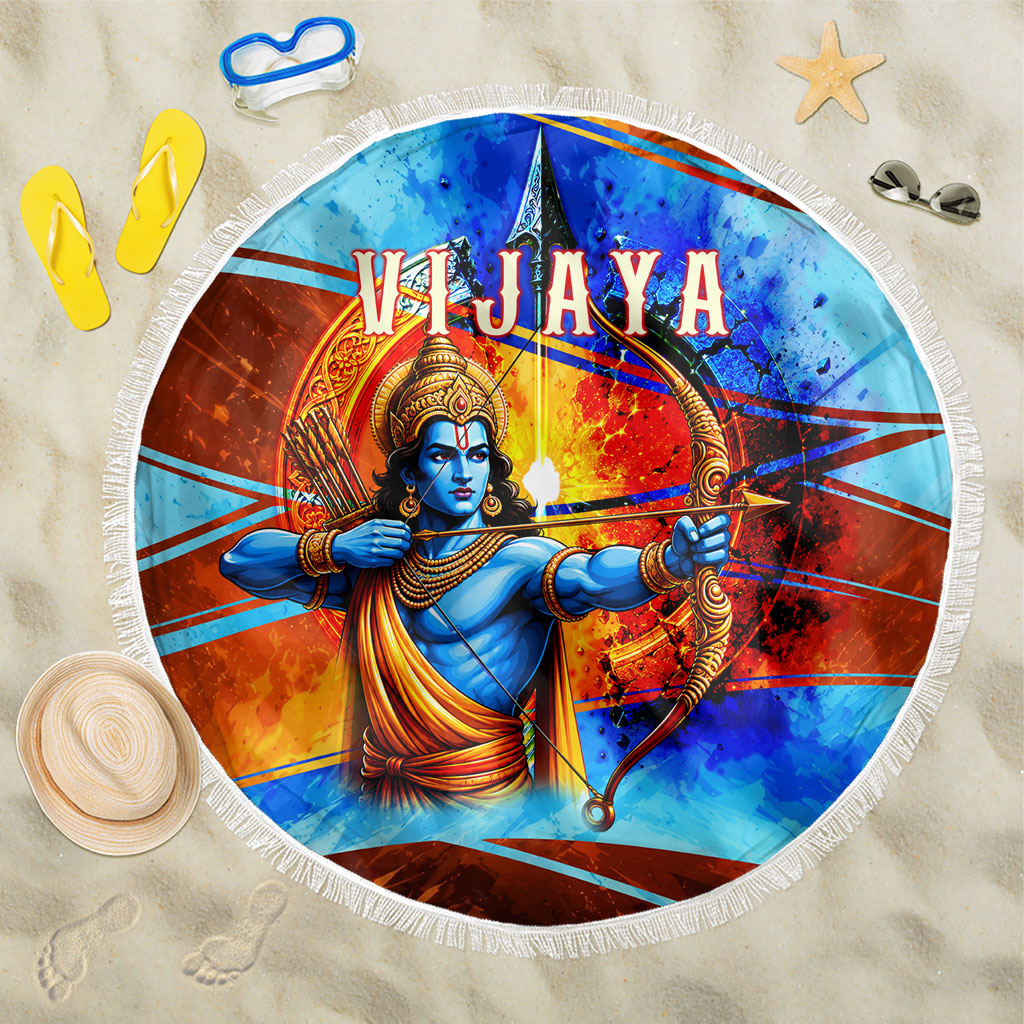 Dussehra Vijayadashami Lord Rama Beach Blanket Good Triumphs Over Evil Vibrant Hindu Art