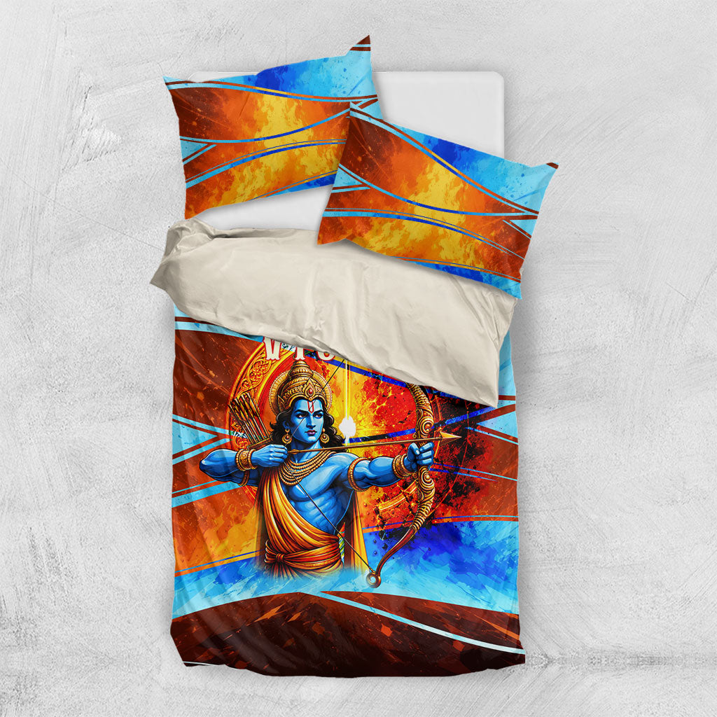 Dussehra Vijayadashami Lord Rama Bedding Set Good Triumphs Over Evil Vibrant Hindu Art