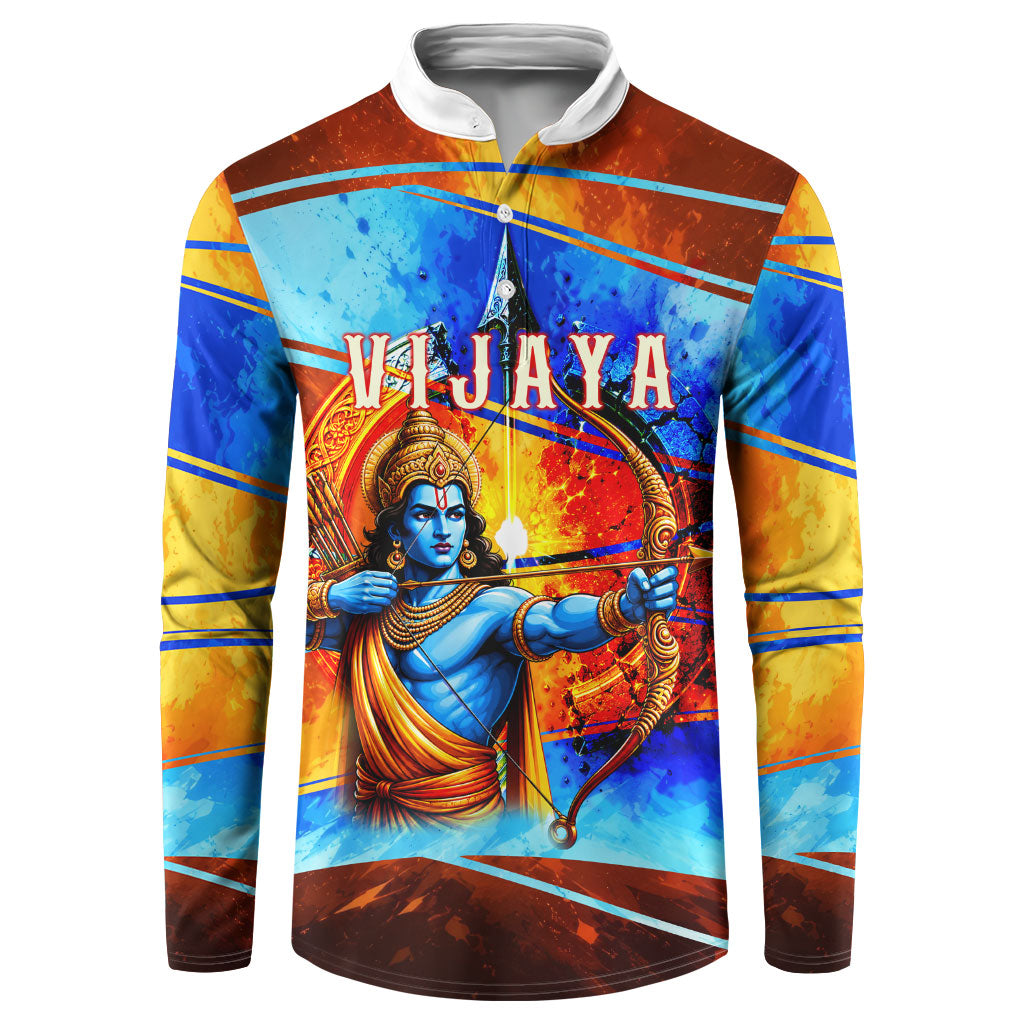 Dussehra Vijayadashami Lord Rama Button Sweatshirt Good Triumphs Over Evil Vibrant Hindu Art
