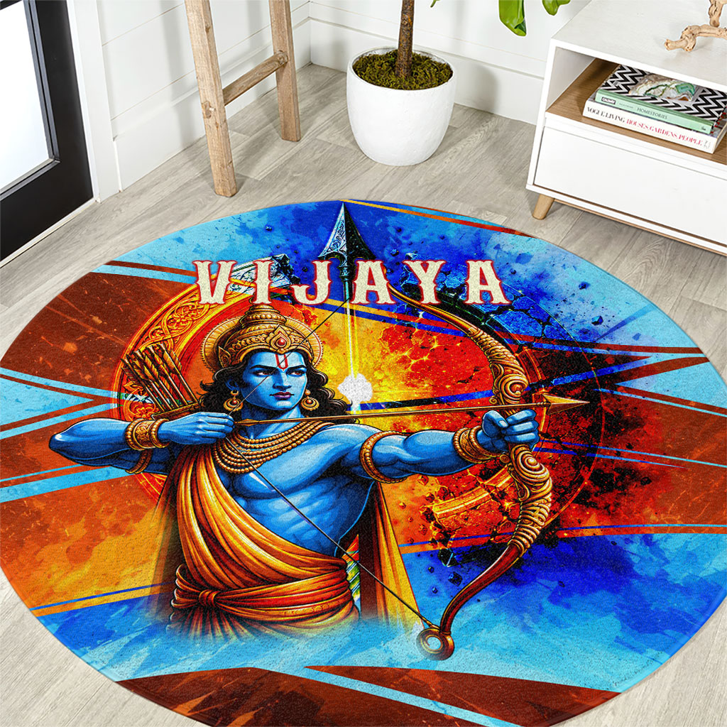 Dussehra Vijayadashami Lord Rama Round Carpet Good Triumphs Over Evil Vibrant Hindu Art