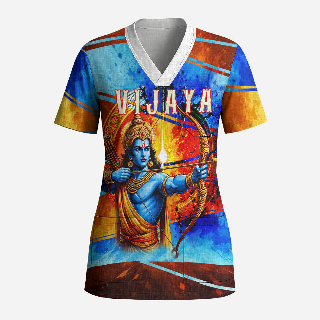 Dussehra Vijayadashami Lord Rama Scrub Top Good Triumphs Over Evil Vibrant Hindu Art
