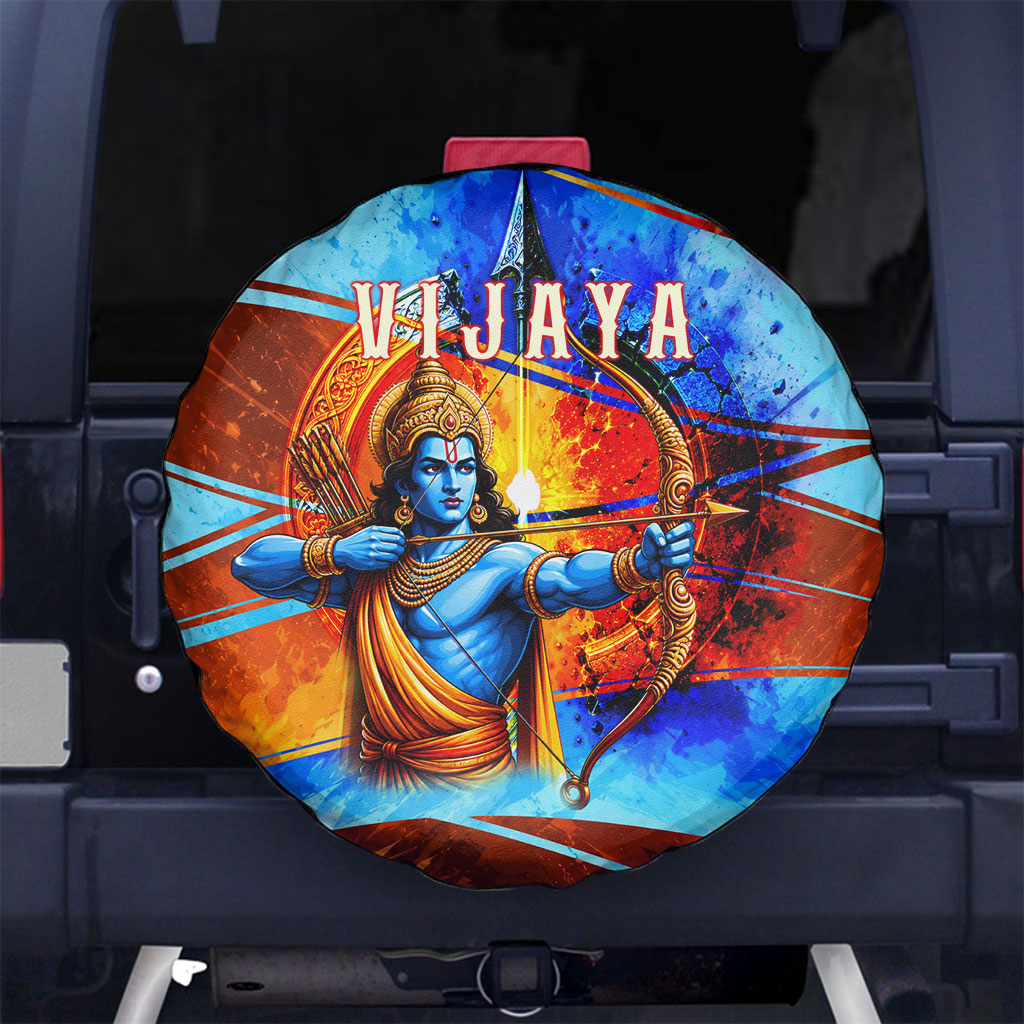 Dussehra Vijayadashami Lord Rama Spare Tire Cover Good Triumphs Over Evil Vibrant Hindu Art