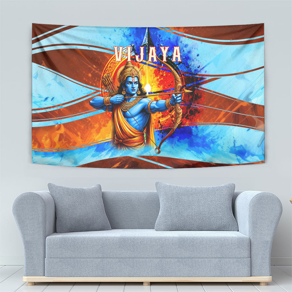 Dussehra Vijayadashami Lord Rama Tapestry Good Triumphs Over Evil Vibrant Hindu Art