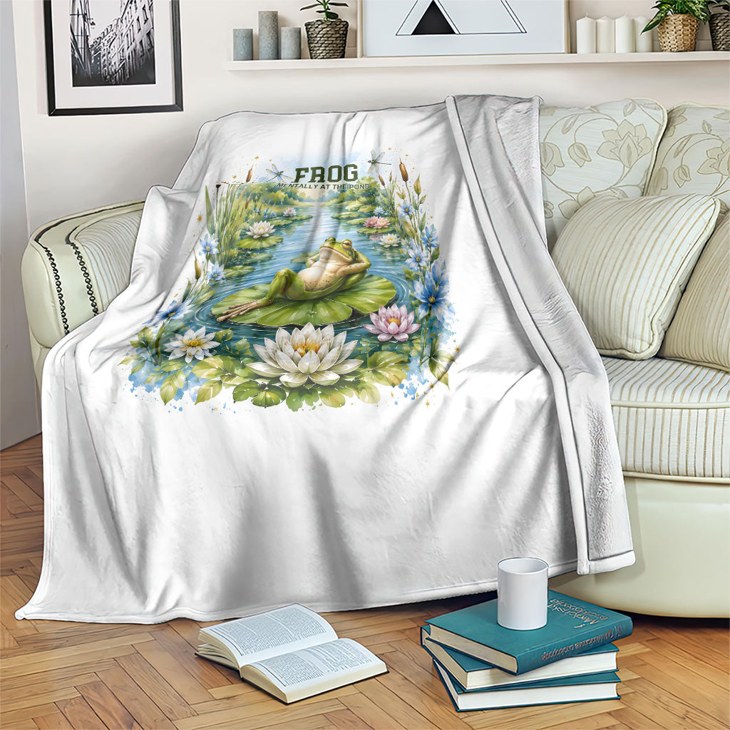Frog Mentally At The Pond Blanket Watercolor Floral Nature Cottagecore Animal Art