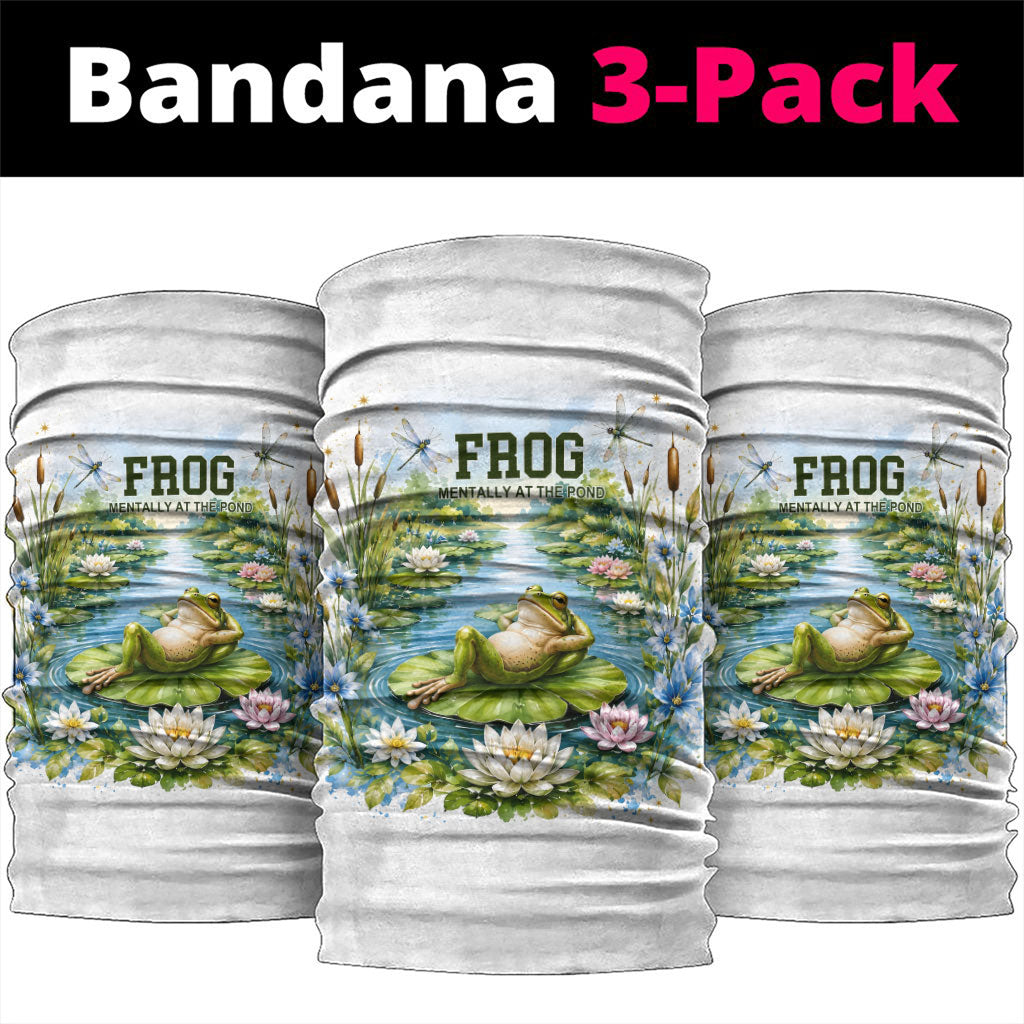 Frog Mentally At The Pond Neck Gaiter Watercolor Floral Nature Cottagecore Animal Art