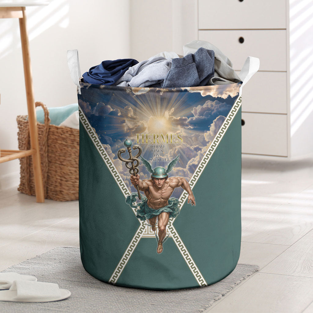 Hermes To Have Wings On Ones Feet Laundry Basket Winged Messenger Ancient Greek Mythology Celestial Art