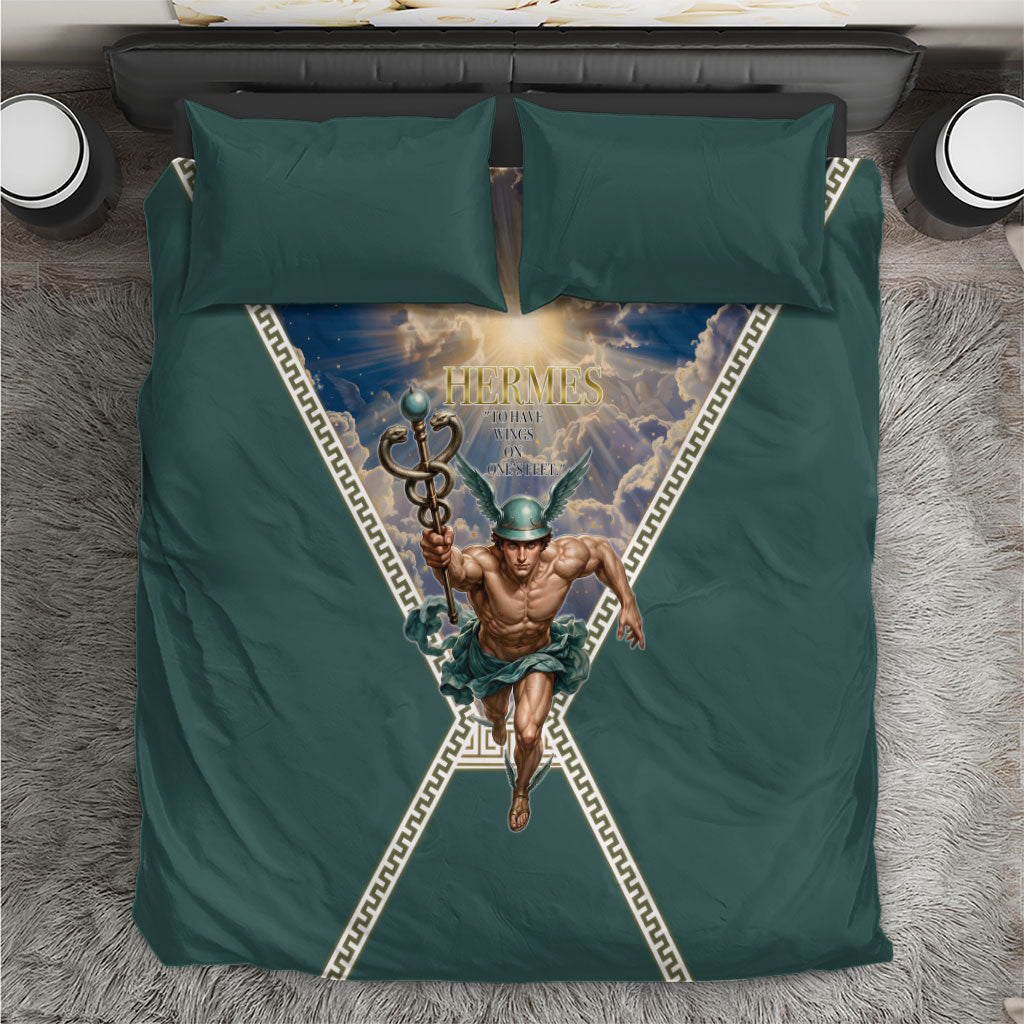 Hermes To Have Wings On Ones Feet Bedding Set Winged Messenger Ancient Greek Mythology Celestial Art
