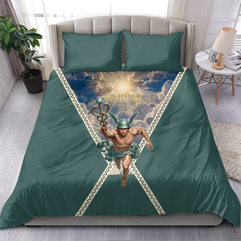 Hermes To Have Wings On Ones Feet Bedding Set Winged Messenger Ancient Greek Mythology Celestial Art