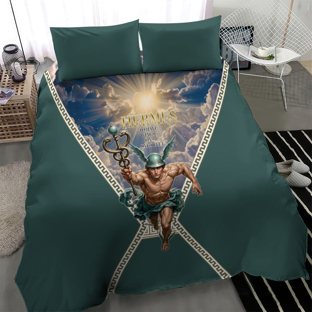 Hermes To Have Wings On Ones Feet Bedding Set Winged Messenger Ancient Greek Mythology Celestial Art