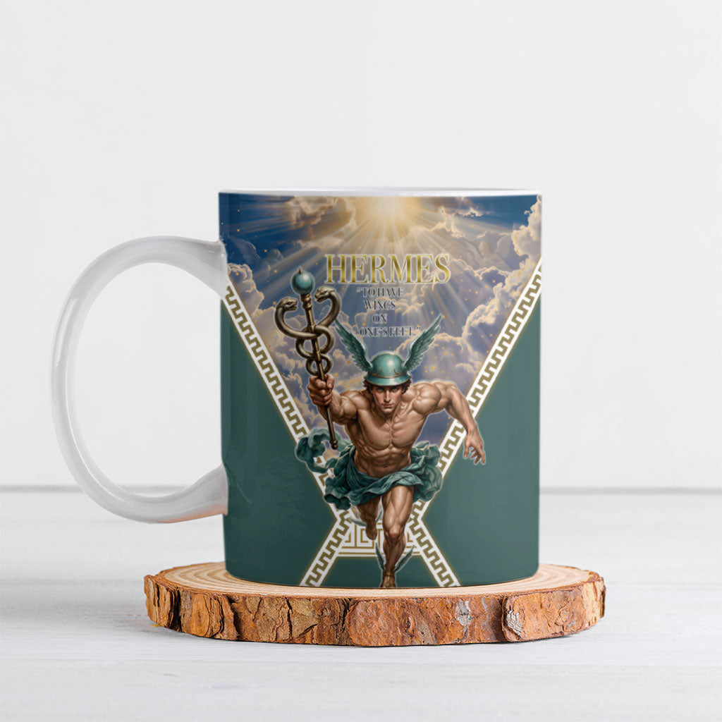 Hermes To Have Wings On Ones Feet Ceramic Mug Winged Messenger Ancient Greek Mythology Celestial Art